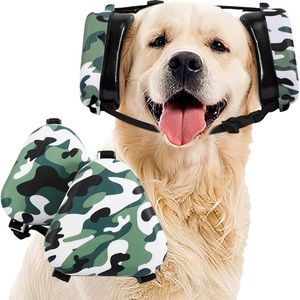 Green and Black Camouflage Dog Ear Muffs